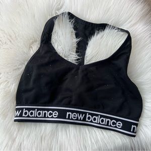 New Balance Black and White Varsity Band Racerback Mesh Back Sports Bra